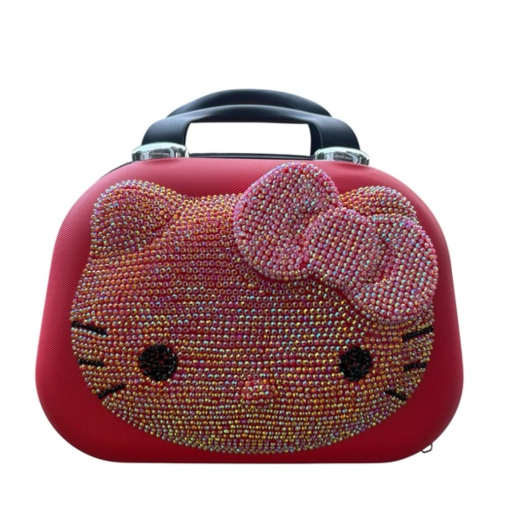 Sanrio Hello Kitty Hard Shell Rhinestone Makeup Travel Luggage Cosmetic Bag